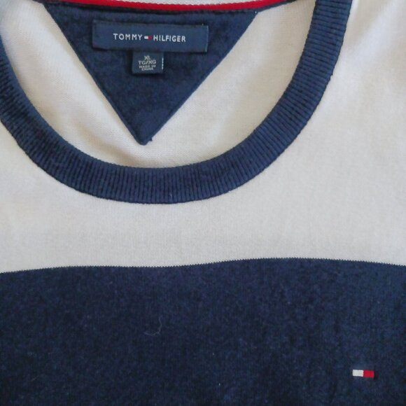 Tommy Hilfiger Men's Knit Crew-Neck Pullover Sweater Blue White Size X Large - Picture 4 of 7